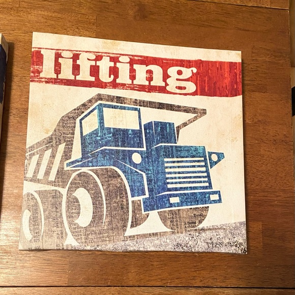 Construction Trucks Tow Lifting Haul Trucks Canvas Wall Hangings Set Of 3 - Picture 5 of 8